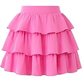 KEREDA Girls Skirt Kids Casual 3-Layer Ruffle Skort School Uniform Skirts for Girls
