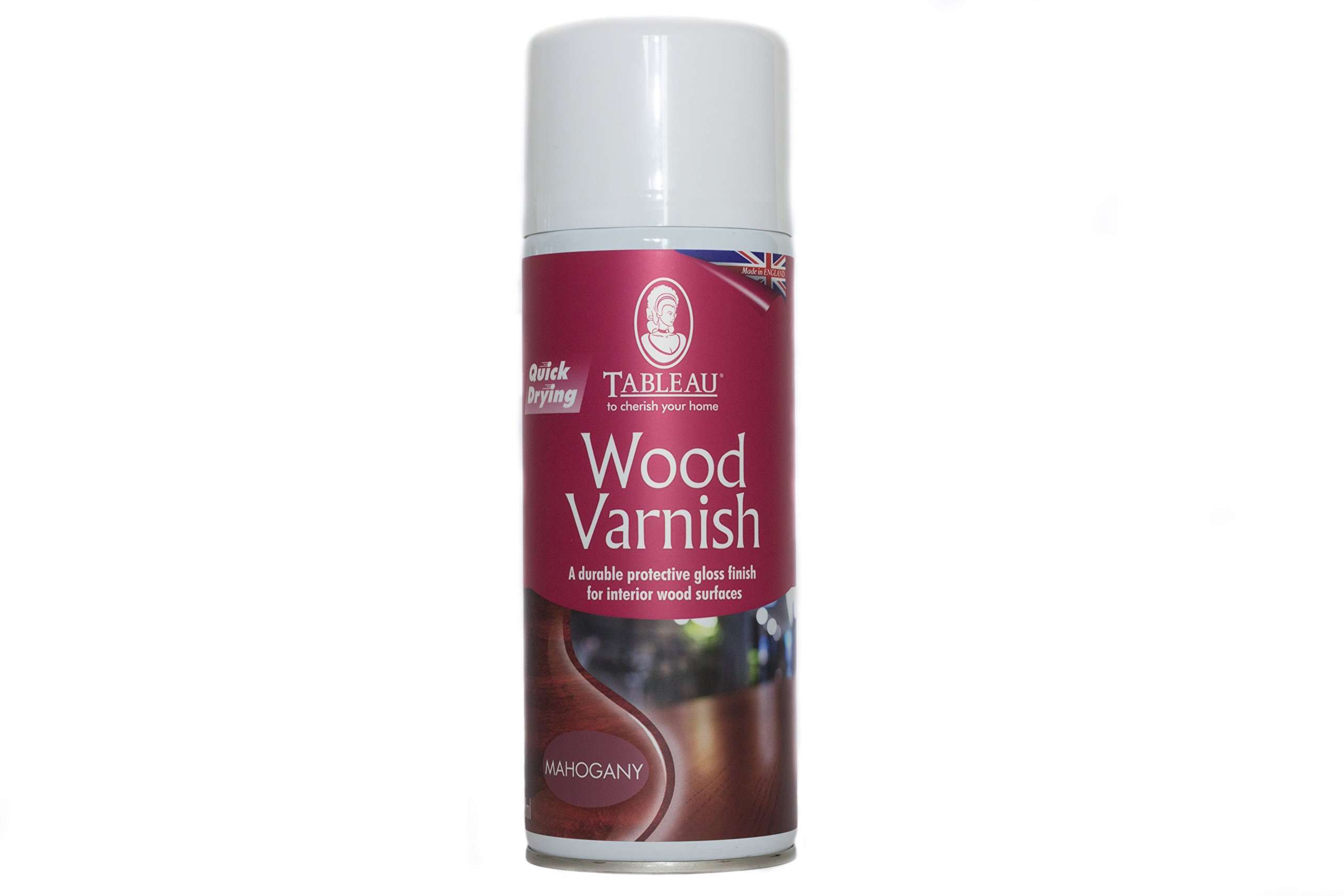 Tableau Wood Varnish Mahogany 400ml. Stain and Gloss Wooden Surfaces In One Go. Spray Varnish For Wood. Easy Application Quick Dry Formula. Perfect For Wooden Furniture, Doors & Window Frames