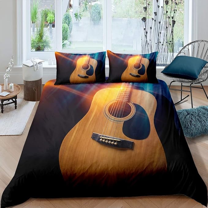 Feelyou Guitar Bedding Set for Girls Boys Children Music