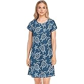 JHKKU Nightgowns for Women Pajamas Dress Short Sleeves Shirt Casual Loungewear Sleepwear