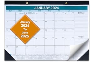 CARLWIN 2024 Desk Calendar – 18 Months, Runs from January 2024 to June 2025 – 17’’ x 12’’ Large Desk/Wall Calendar Planner with Large, Ruled Blocks