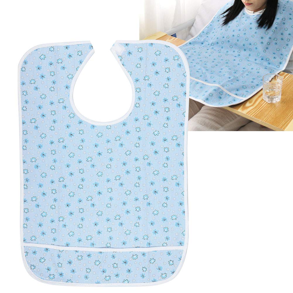 Waterproof Long Adult Bibs, Reusable Washable Stain Resistant Dining Eating Bib Clothing Protector Adult Aid Apron for Seniors Elderly Patient for Mealtime(23 * 15 * 1cm-blue 45 * 65)