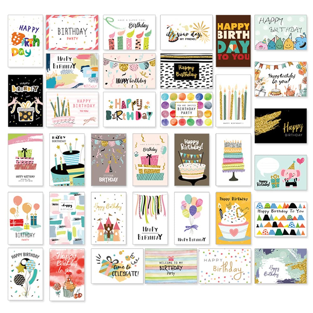 Birthday Greeting Cards 36 pieces Greeting Cards Multipack Happy Birthday Card with Envelopes with different Design