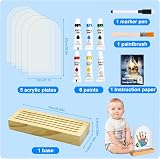 SSJkeji Family Handprint Kit with Wooden Frame 5 Panels 6 Paints view 2