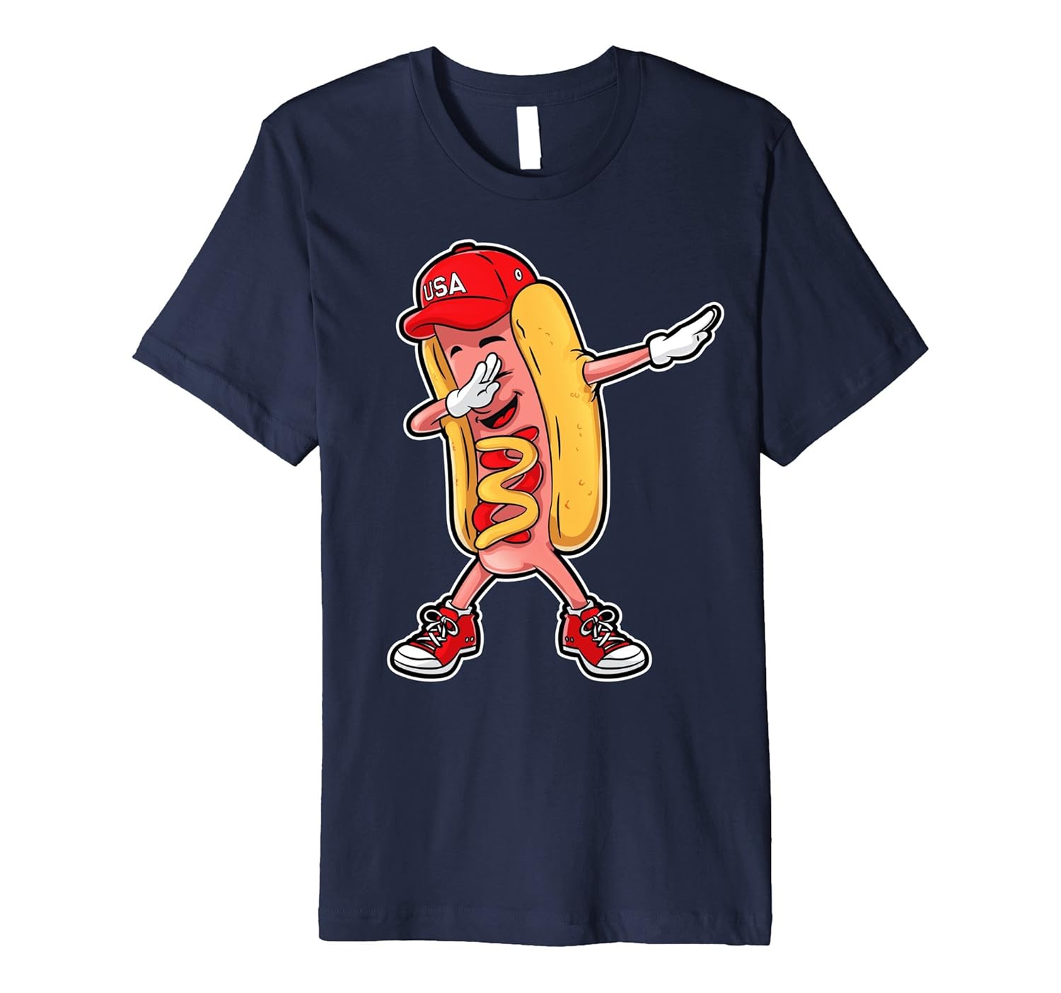 Hot dog Dabbing T shirt Funny Meme Hotdog Merica USA T-shirt-ANZ