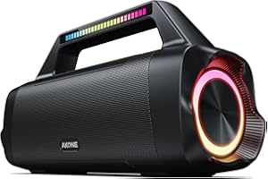 AKONE Portable Outdoor Bluetooth Speaker: 80W Loud Sound Wireless Durable Large Bocina with Lights Powerful Deep Bass Subwoofer TWS Stereo Sound Big Boombox Waterproof for Party Beach Camping Garage