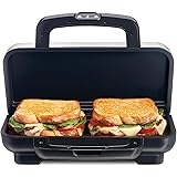 Proctor Silex Deluxe Hot Sandwich Maker with Easy-Clean Durable Nonstick Ceramic Plates, Fits up to 2 Grilled Cheese, Ruebens