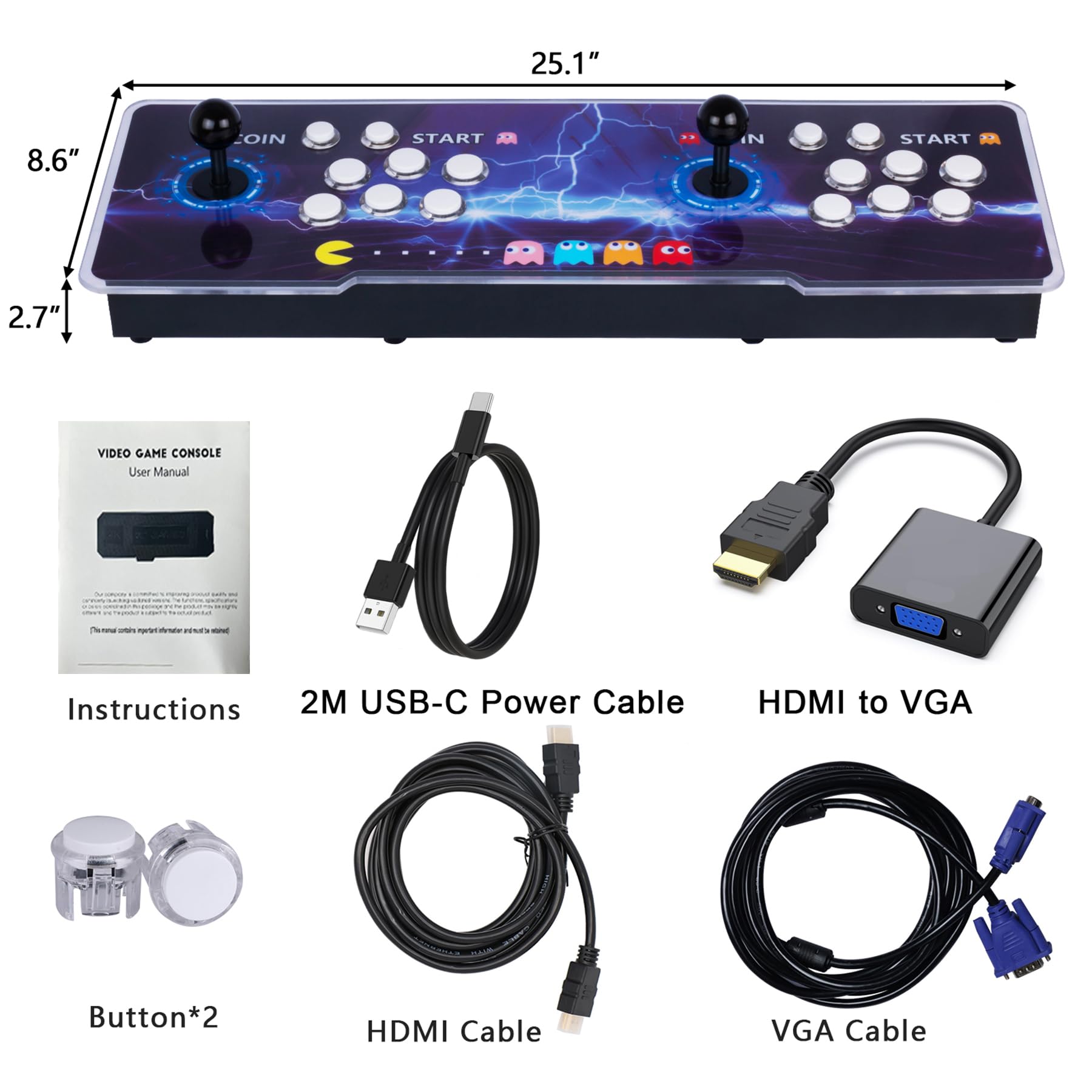 RegiisJoy 50000 in 1 Pandoras Box Ultra Arcade Game Console , Retro Game Machine for PC & Projector & 4K TV, 3D Games, Search/Save/Load/Pause Games, 1280X720,256G TF, USB-C Charging,Built-in Speaker