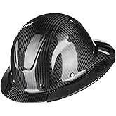ILM Carbon Fiber Full Brim Hard Hat for Men with 4-8 Point Suspension OSHA and ANSI Construction Safety Hat Model MS401