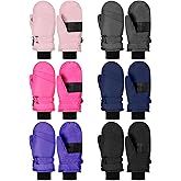 Fourluoo 6 Pairs Kids Snow Gloves Toddler Winter Ski Gloves Waterproof Snow Ski Winter Mitten Bulk for Children Girl Boy Baby