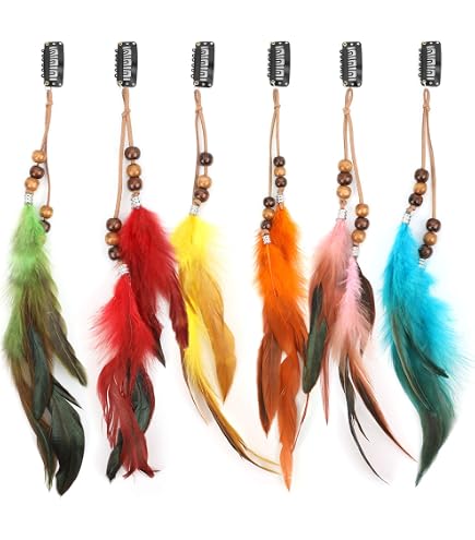 Amazon.com : Boho Feather Hair Clips Hippie Hair Extensions  display picture 1
