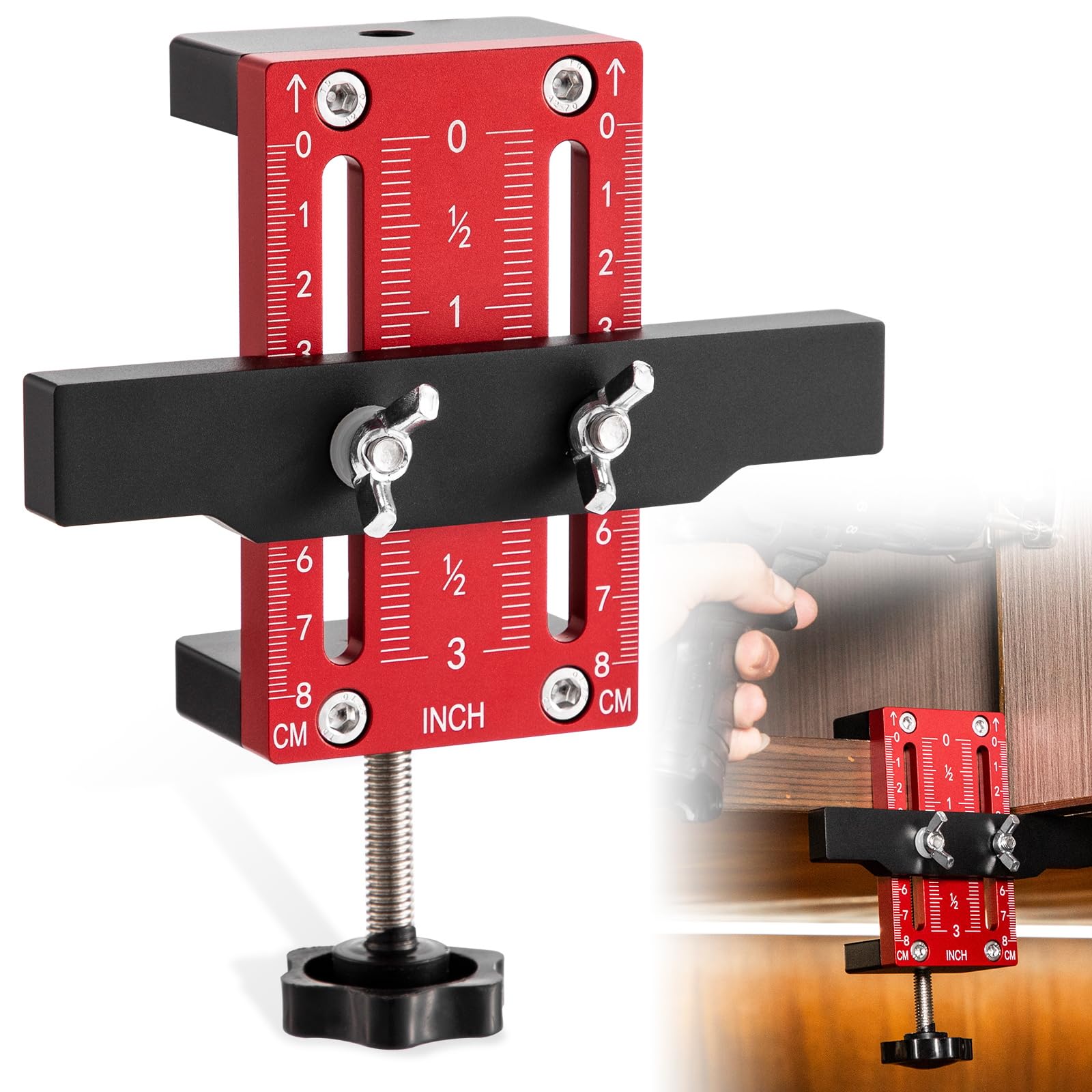 Cabinet Door Installation Positioner, Aluminium Alloy Cabinet Door Mounting Jig for Easy Door Support and Alignment, Cabinet Installation Tool for Mount Hinges,for Most Cabinet Doors