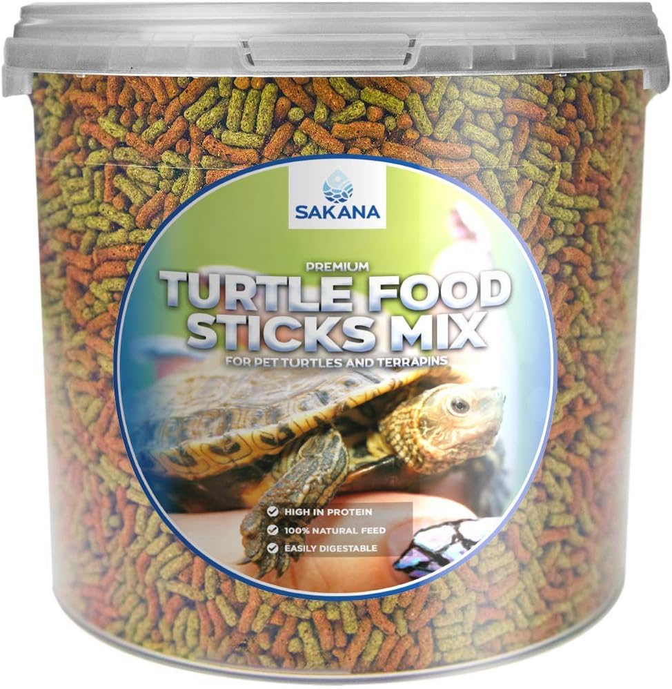 Sakana Turtle Sticks Mixture | Premium Quality Nutritious Aquatic Food | Healthy and Easily Digestible Daily Feed for Pet Turtles & Terrapins | High In Protein, Fats, Oils & Astaxanthin (10L)