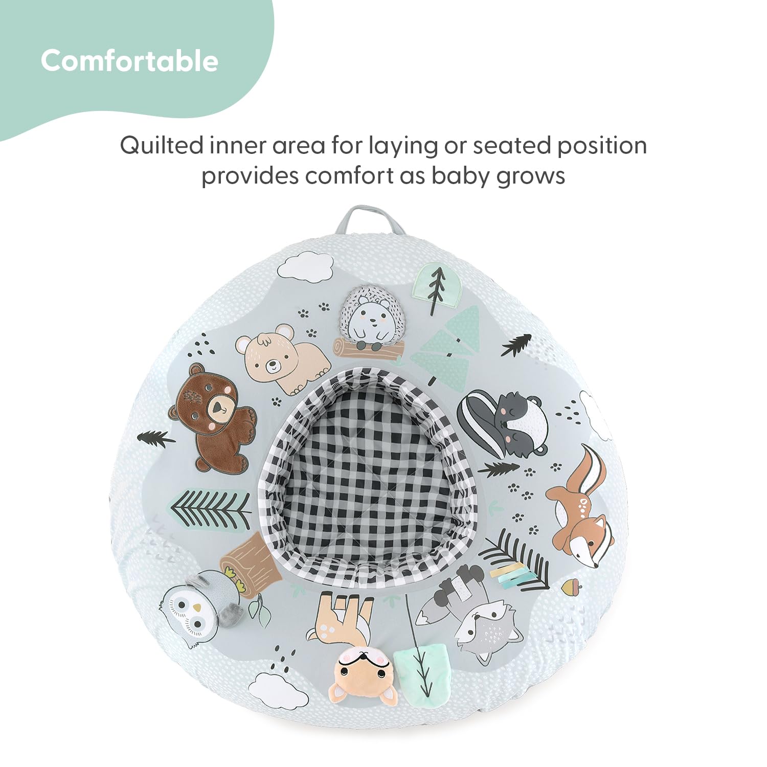 The Peanutshell Baby Boy or Girl Play Ring - Inflatable Seat, Sitting Support Chair, Unisex Activity Seats for Sitting Up, Play Ring for Babies 0-6 Months - Woodland