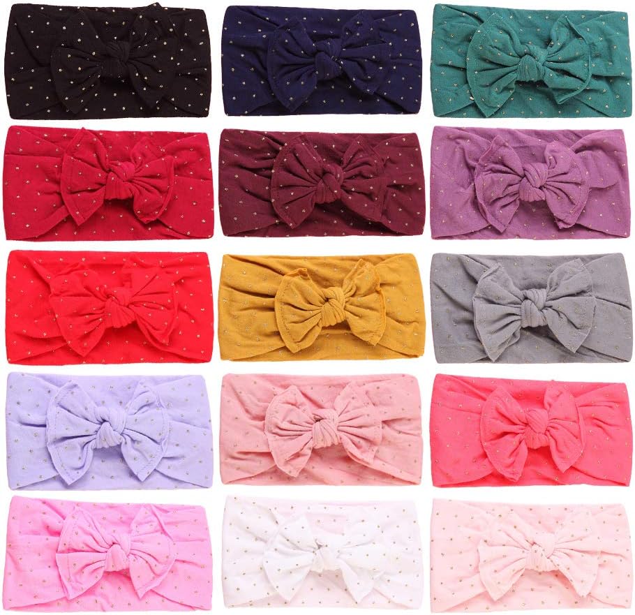 Nylon Topknot Headband Round Bun Head Wrap Soft Turban for Baby Pack of 12pcs