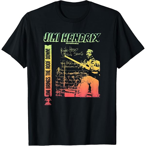 Maglietta Ufficiale Jimi Hendrix Uomo - Logo Arancia Kaftan - Colore Nero