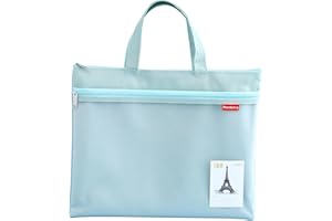 pendancy Mesh Zipper Pouch 11x13.7 in, Large Double Pocket Waterproof File Bag with Handle, A4 Size Foldable Document Storage