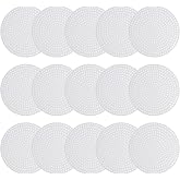 MECCANIXITY Plastic Mesh Canvas Sheet 7.7cm/ 3" White Round Blank Canvas for Embroidery Needlepoint, Knit Crochet Mesh, Pack of 15