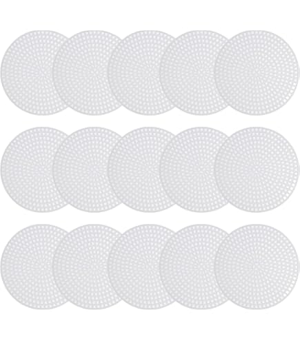 Meccanixity 30pcs Plastic Mesh Canvas Sheets - 6" Round Needlepoint Blank For Embroidery & Yarn Crafts, White