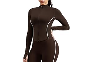 colorskin Women Workout Jackets Slim Fit Zip Up Corpped Athletic Jacket Contrast Stitching Jacket with Pocket