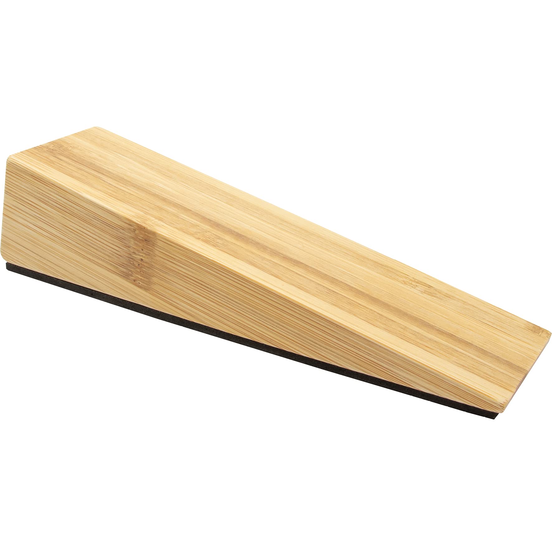 WAGNER Door Wedge/Doorstop Bamboo - 170 x 45 x 42 mm, Wooden Wedge Made of Solid Bamboo Wood + Anti-Slip Fleece, to be Pushed Underneath Doors, Protects Door, Wall and Furniture - 15695501