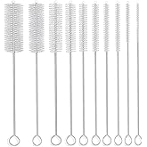 PEAKTREND Set of 10 Long Straw Brush Nylon Pipe Tube Cleaner 8-inch 10 Different Diameters Flexible Brush Drinking Straw Cleaning Brush for Sippy Cup, Water Bottle