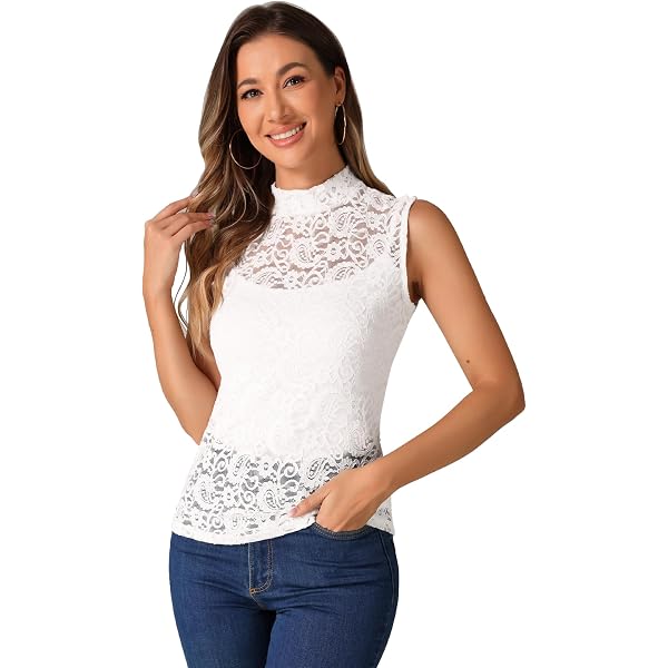 YZYIZHI Women's Crochet Floral Sleeveless Tank Top - Boho Hollow Out Crop Cami - View #5