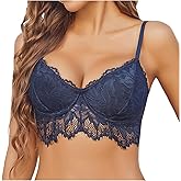 Avidlove Lace Bralettes for Women Corset Bustier Top with Underwired V Neck Camisole Lingerie Crop Top