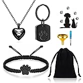 RIPFEVURN 3 Pcs Pet Cremation Jewelry Urn Necklaces Bracelet Keychain for Ashes for Women Men Cat Dog Paw Print Ashes Keepsake Memorial Jewelry