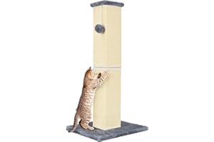 YULOYI Cat Scratching Post 32 Inch for Indoor Large Cats and Kitten, Nature Sisal Tall Cat Scratch Post, Sisal Cat Scratcher Improve Cat's Scratching Habits and Protect Your Furniture, Grey