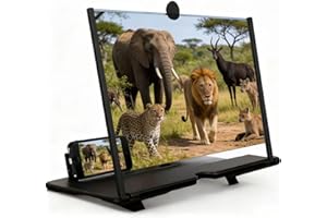4K HD Phone Screen Magnifier with Stand – 3D Projector Lens for Movies, Gaming & Online Classes, Blue Light Filter, Compatibl