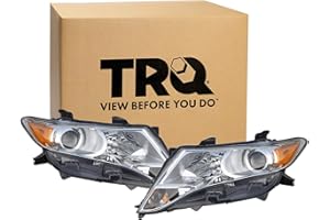TRQ 2 Piece Headlight Assembly Set Halogen Chrome Bezel Driver & Passenger Side Compatible with Toyota Venza 2009-2015 TO2502189 TO2503189 811100T020 811500T020