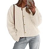 PRETTYGARDEN Women's 2025 Fall Fashion Clothes Trendy Fleece Sherpa Cropped Jackets Buttons Warm Casual Winter Faux Fur Coats