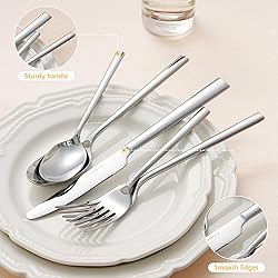 KINGSTONE Silverware Set, 20-Piece Forged Flatware