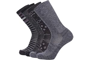 EnerWear 4 Pack Women's Merino Wool Outdoor Hiking Trail Crew Sock