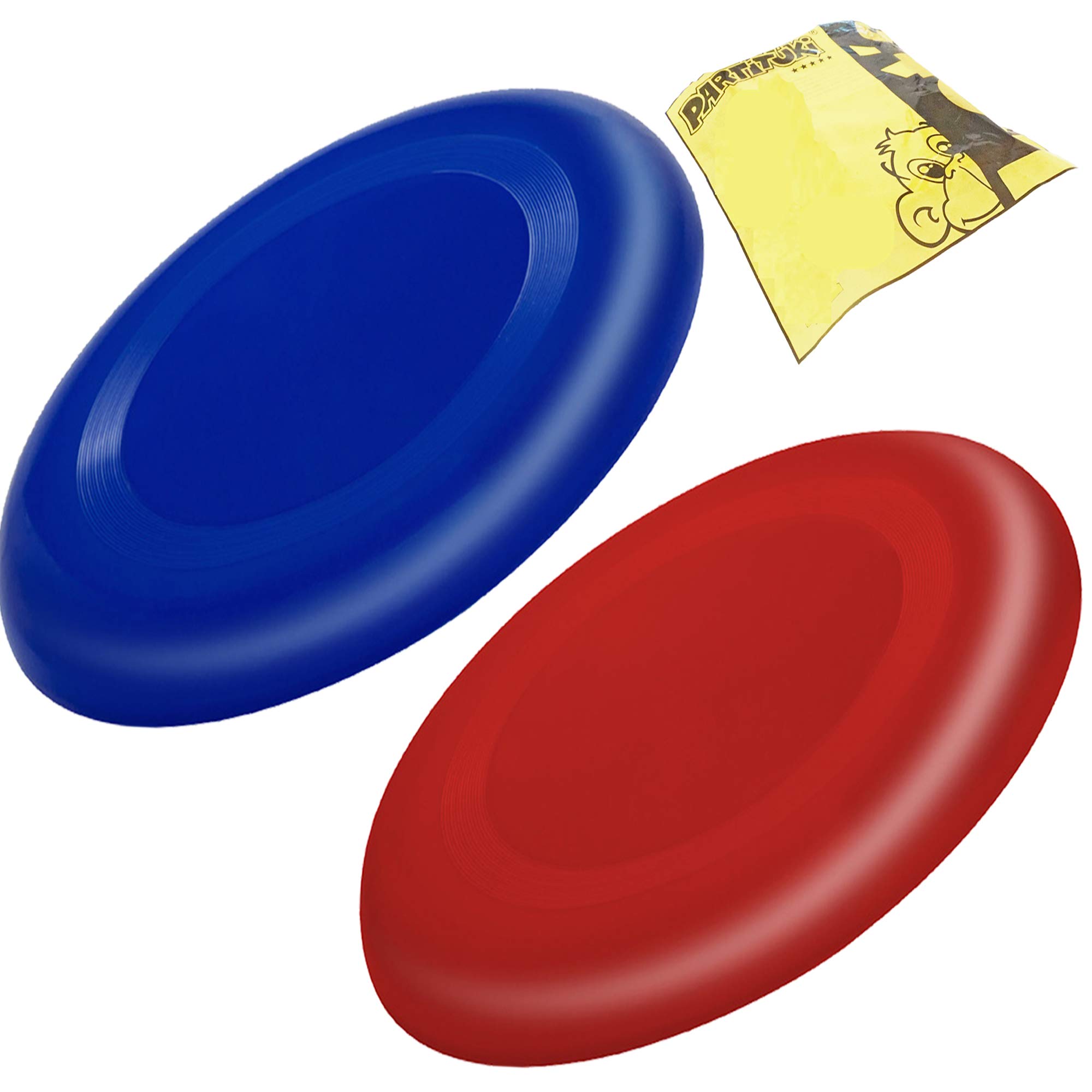 Partituki Pack of 2 Flying Discs for Children Very Easy to Hold Much Safer Than Standard Frisbees. Flying Rings. Colours: Blue and Red.