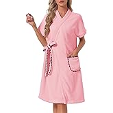 cheibear Womens Bath Wrap Towel Dress Wearable Terry Bathrobe Tie Spa Gym Shower Robe with Pockets 2026
