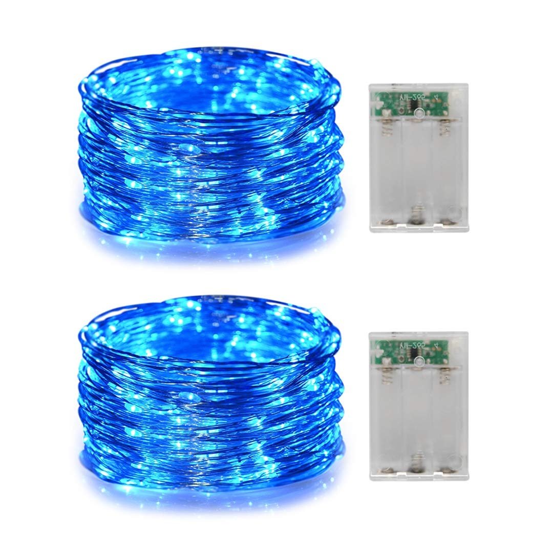 Photo 1 of 2 Pack Battery Operated Mini Led String Lights,Indoor Fairy Lights with Timer 6 Hours on/18 Hours Off for Halloween/Christmas Lighting Decorations,30 Count LEDs,10 Feet Silver Wire(Blue Color)