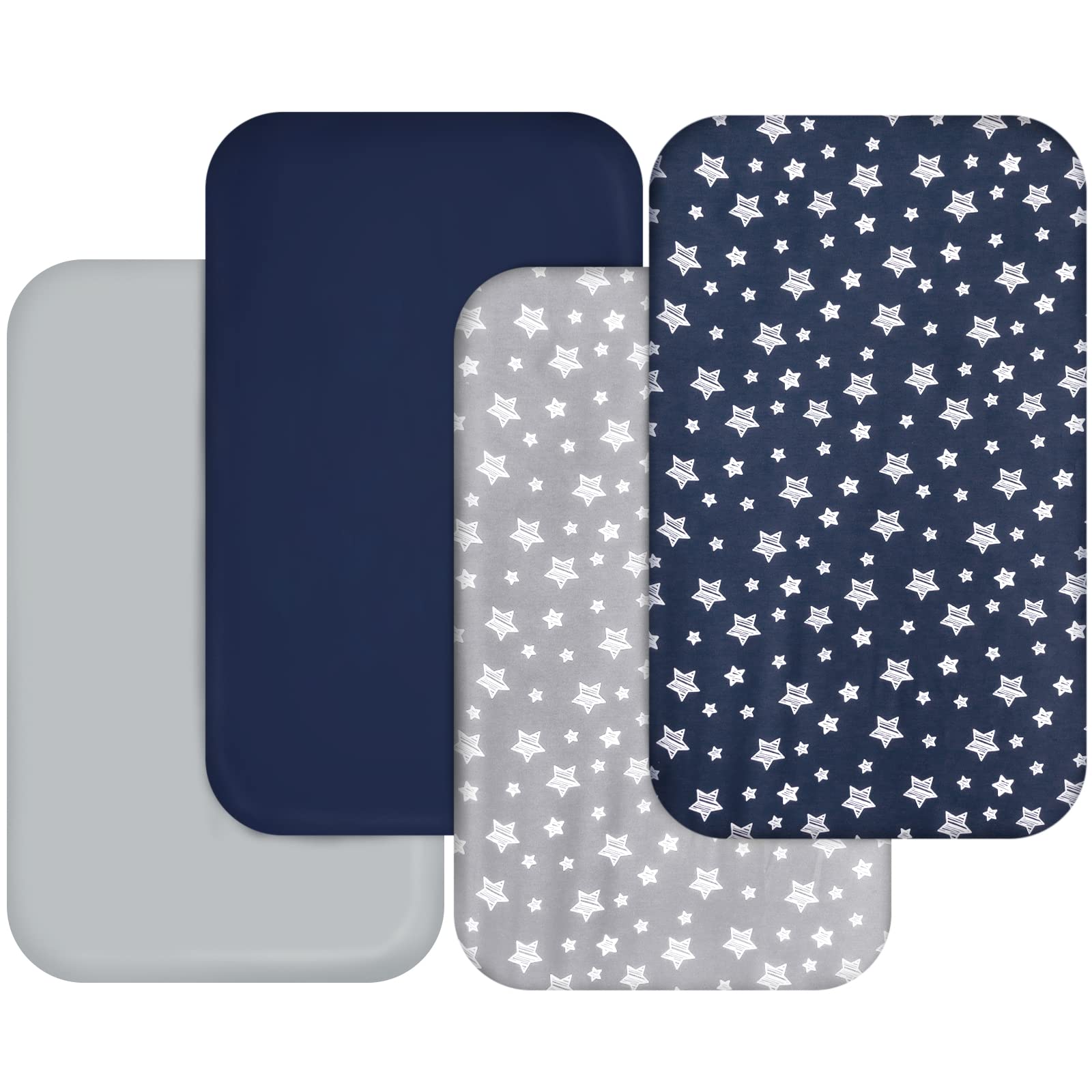 Photo 1 of Bassinet Sheets for Boys 4 Pack(33" x 20"), Compatible with Mika Micky, Baby Delight, Dream On Me, Koola Baby, AMKE and Other Rectangle Bassinet Mattress