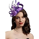 Cizoe Kentucky Derby Fascinators for Women High Tea Party Hat Wedding Cocktail Flower Headware with Mesh and Feathers