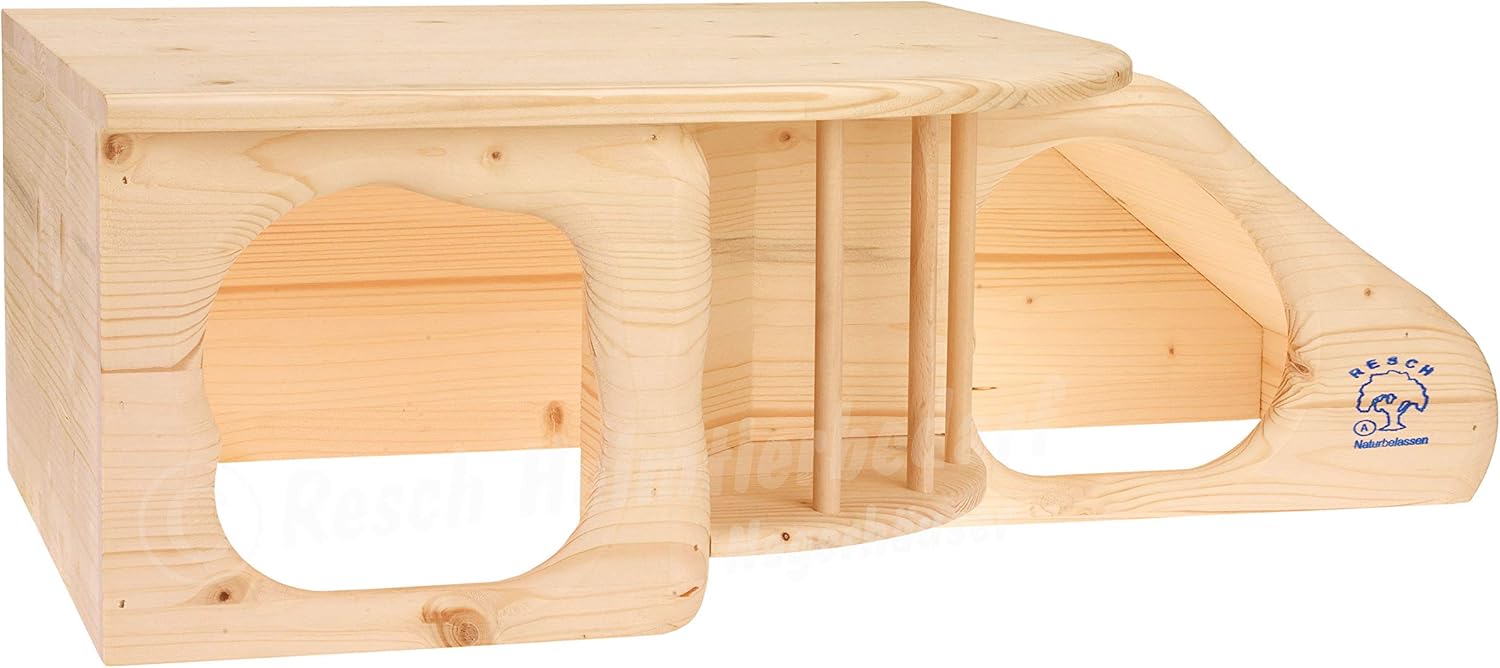 Resch No11 Rodent Cave XL Natural solid wood made of spruce/with stairs to the lying area/Integrated Hay Rack - Image 3