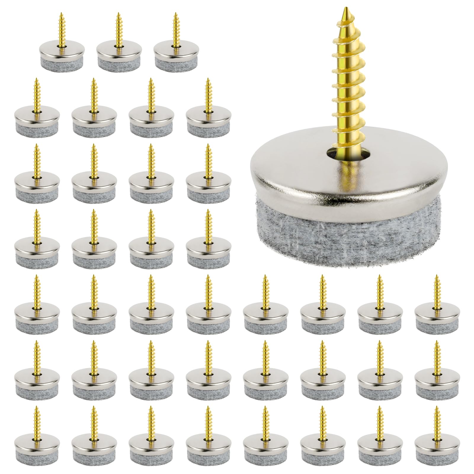 Flintronic 40PCS Furniture Pads Floor Protectors, 20mm Diameter Felt Pads for Furniture Feet, Non-Slip Chair Leg Floor Protectors with Easy Screw Installation, 5MM Thick for Chairs Parquet Laminate