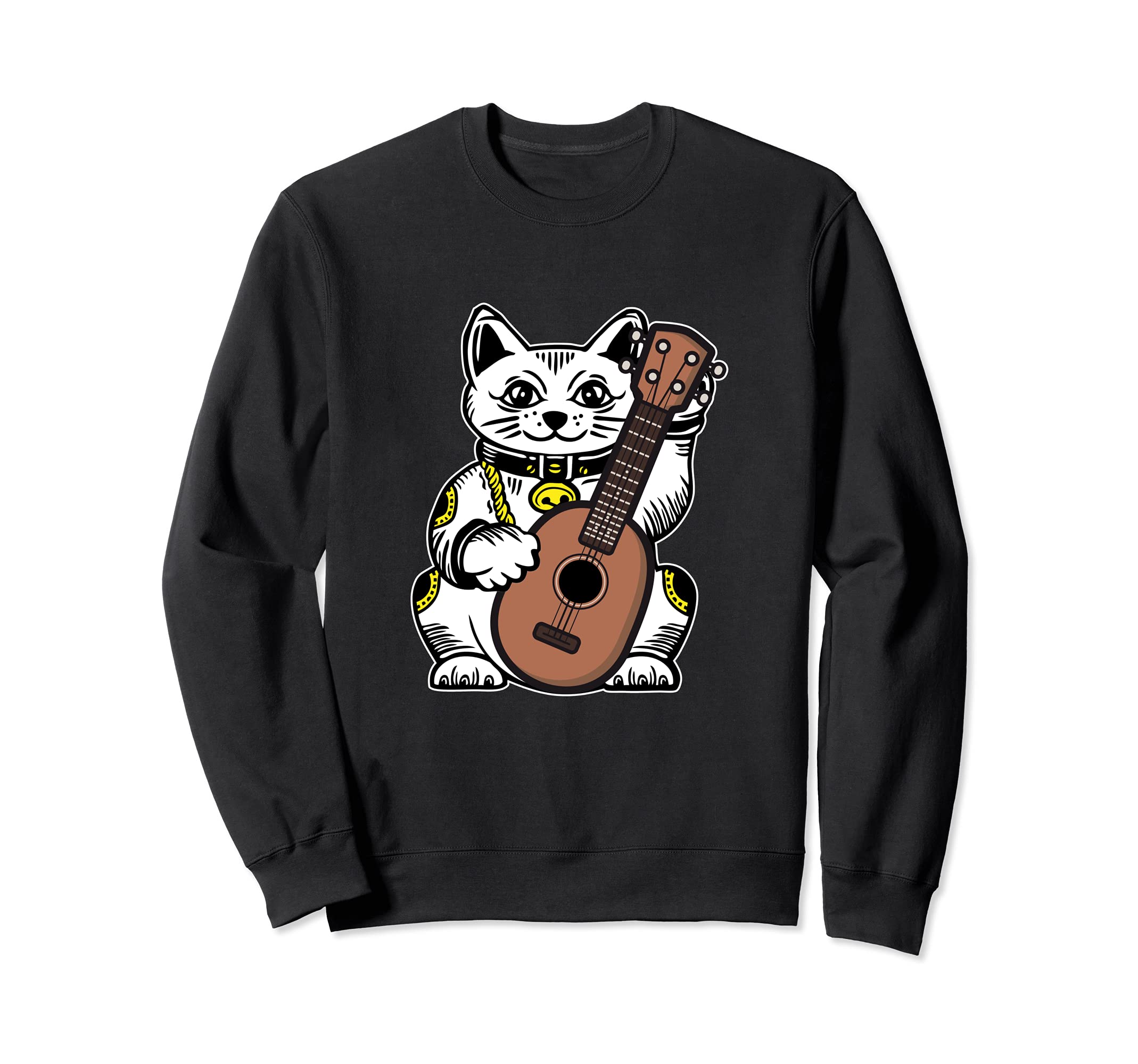 Fortune Cat Guitar Uke Musician Hawaii Hawaiian Acoustic Sweatshirt