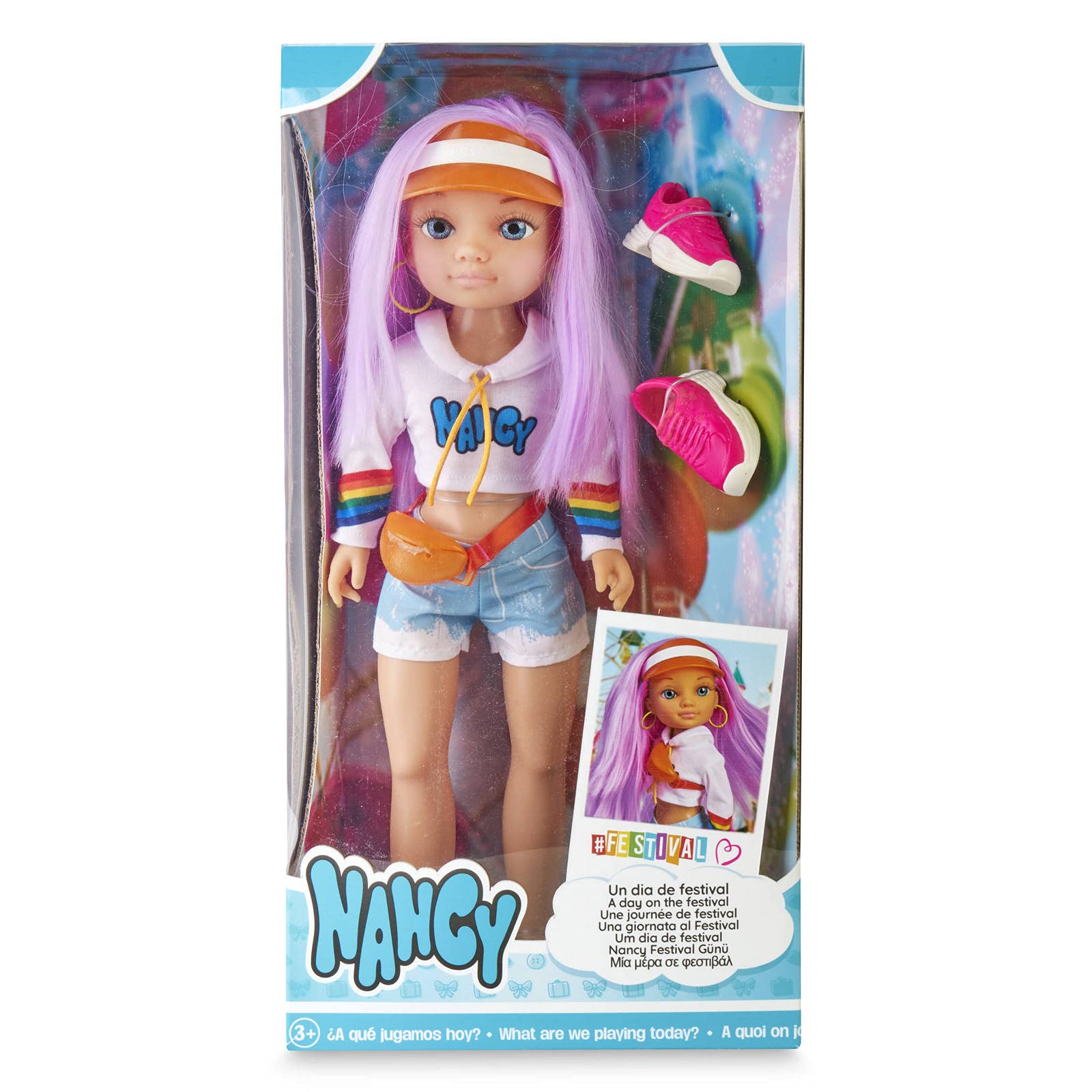 Nancy, a day of music festival, doll with colourful hair and summery look, recommended from 3 years (Famosa 700016227) multicoloured