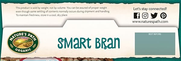 NATURE’S PATH ORGANIC SMART BRAN CEREAL, 10.6 OZ (PACK OF 1), 17G FIBER, PSYLLIUM, OAT & WHEAT BRAN, LIGHTLY SWEETENED, NON-GMO