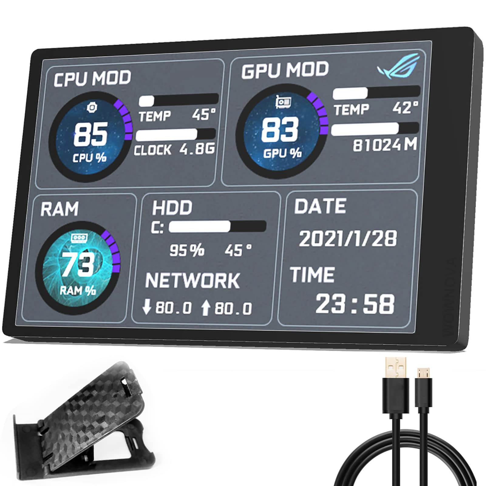 WOWNOVA English Version Computer Temp Monitor, ARGB