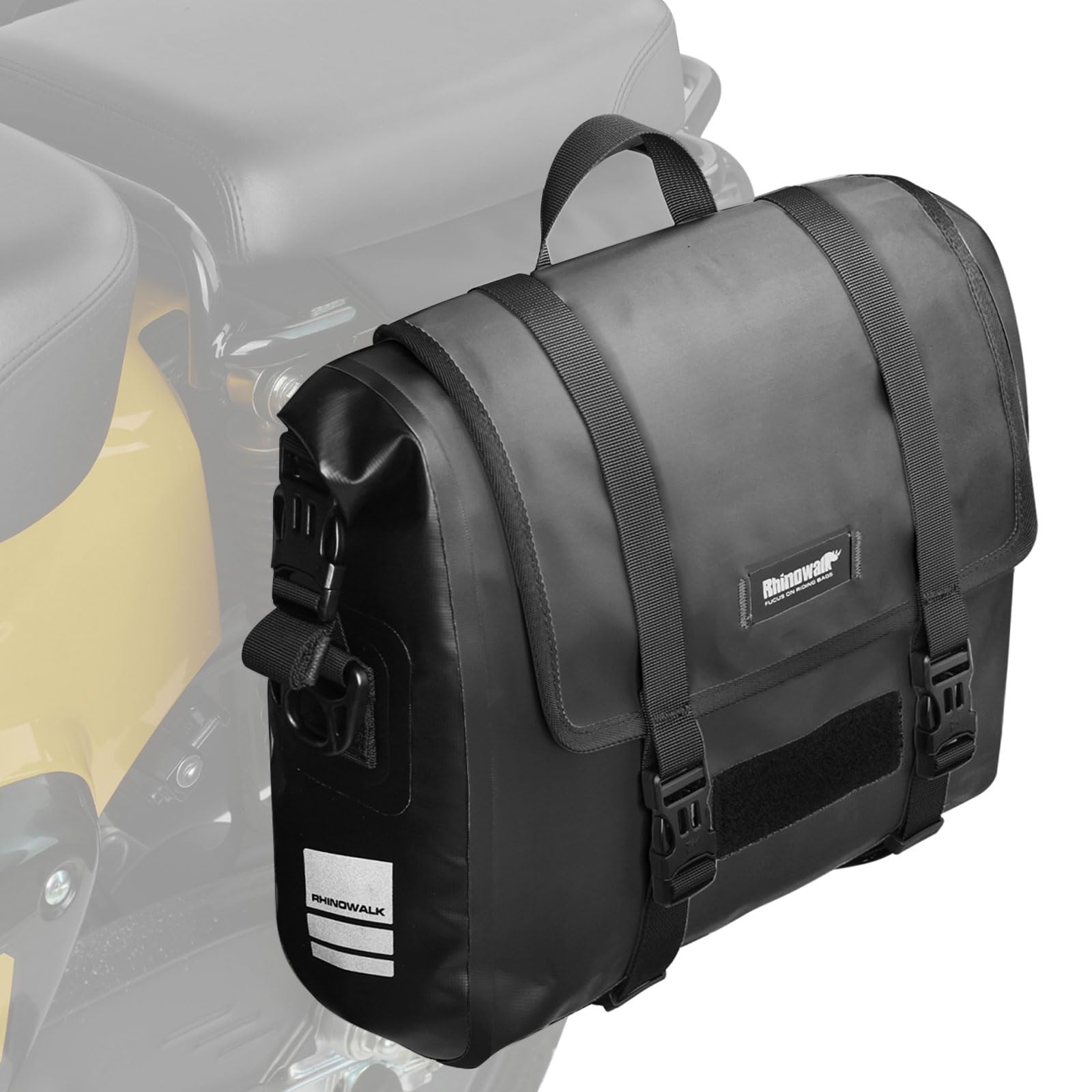 Photo 1 of HUNTVP Motorcycle Saddlebags 15L Saddle Bags Motorcycles Single Side Pannier Bag Waterproof Motorcycle Tail Bag Portable Multifunctional Shoulder Bag (Black)