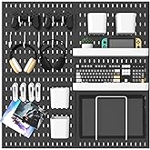 MULSAME Pegboard Combination Kit, 25.2" x 25.2" Wall Mounted Storage Set with 4 Pegboards & 20 Accessories Hanging, Peg Boards Organizer