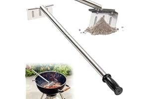 DAKEPOLE BBQ Charcoal Rake, 29 Inch Grill Ash Removal Rake for Fireplace Wood Stove Pizza Oven, Stainless Steel BBQ Cleaner Poker Scraper, Heavy Duty Barbecue Grilling Utensils Tool for Smoker,Ceramic,Kamado