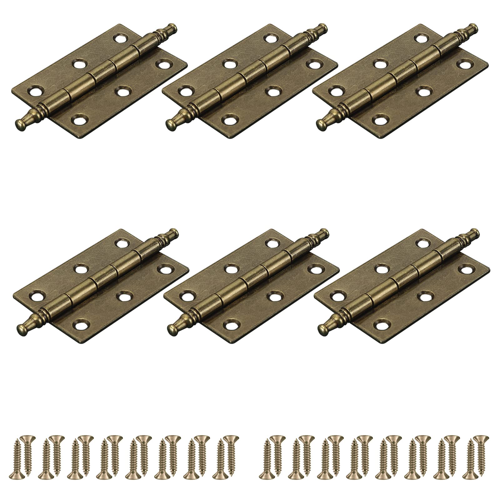 UFURMATE Antique Cabinet Hinges - 6 Pcs Decorative Hinges with Ball Ends (Antique Bronze)